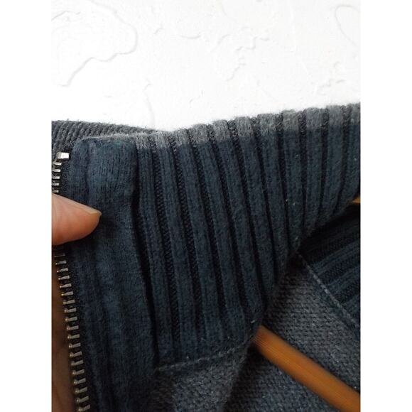 LL Bean Men Large Gray Sweater Knit Pullover 1/4 Zip Long Sleeve MockNeck Cotton - Picture 7 of 10